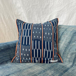 Load image into Gallery viewer, Vintage Baule Indigo Ikat Pillow - Carrot Stripe - 20&quot;
