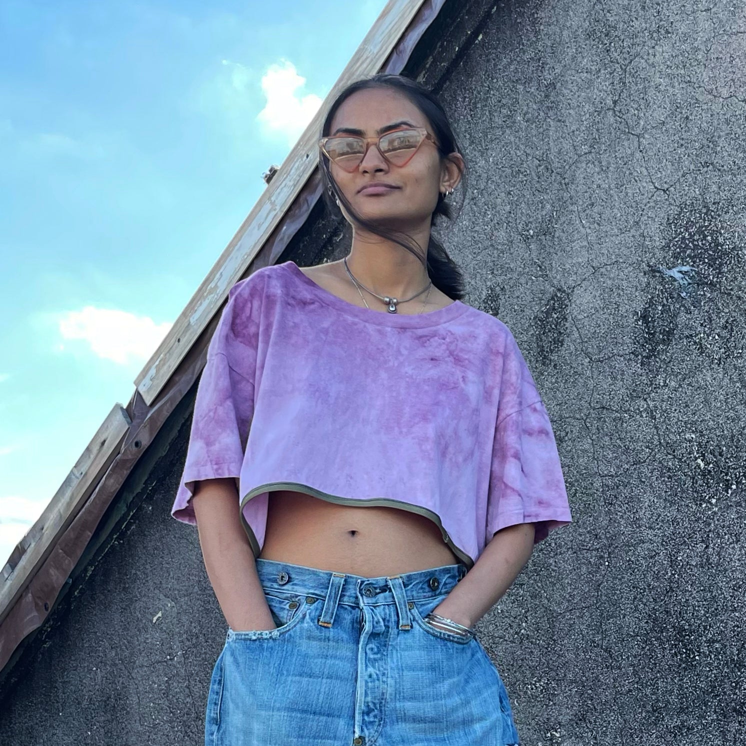 Verbena Hand Dyed Cropped Tee